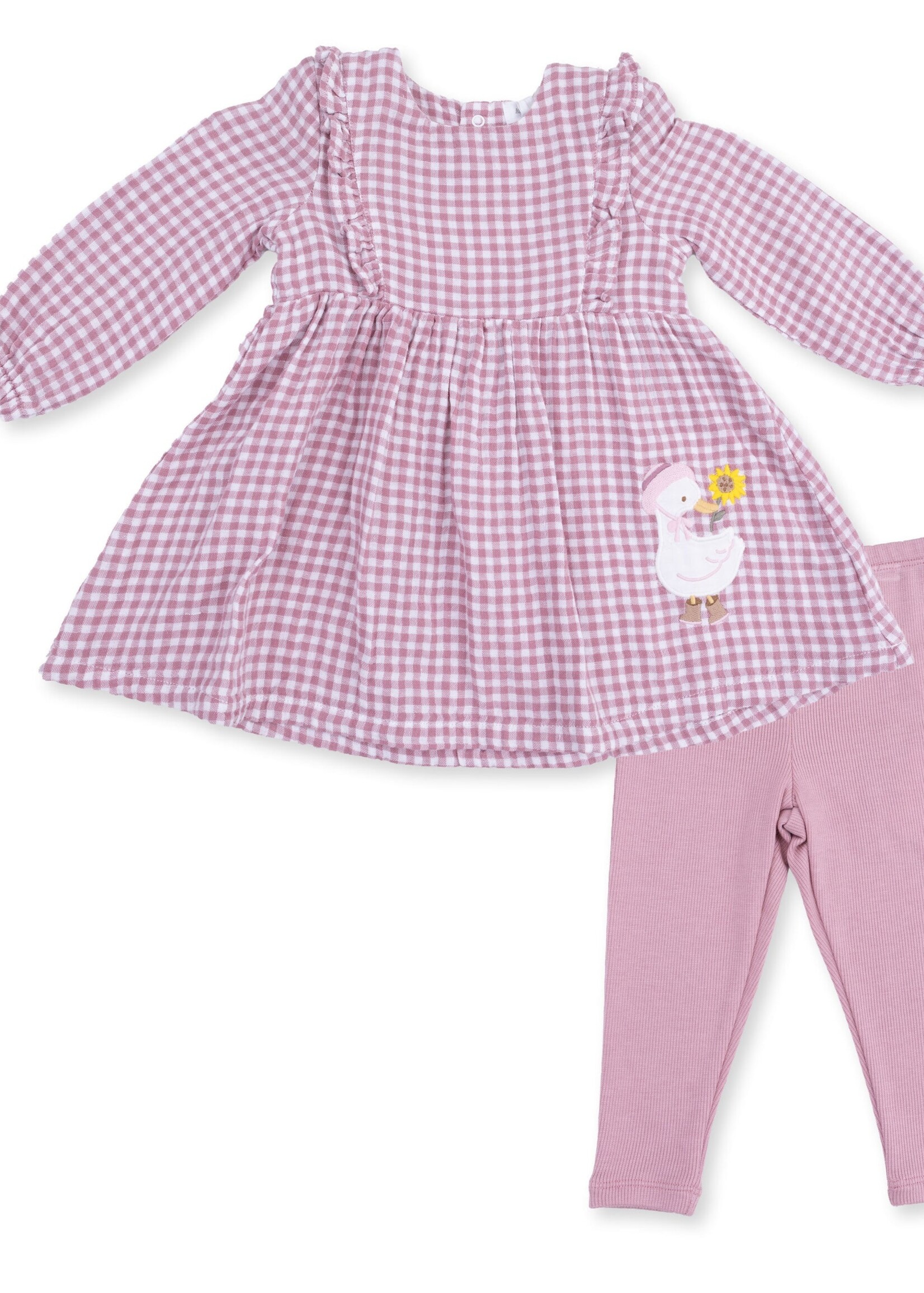 Angel Dear Berry Gingham L/S Ruffle Dress and Legging