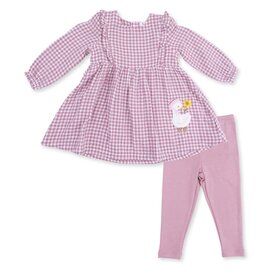 Angel Dear Berry Gingham L/S Ruffle Dress and Legging