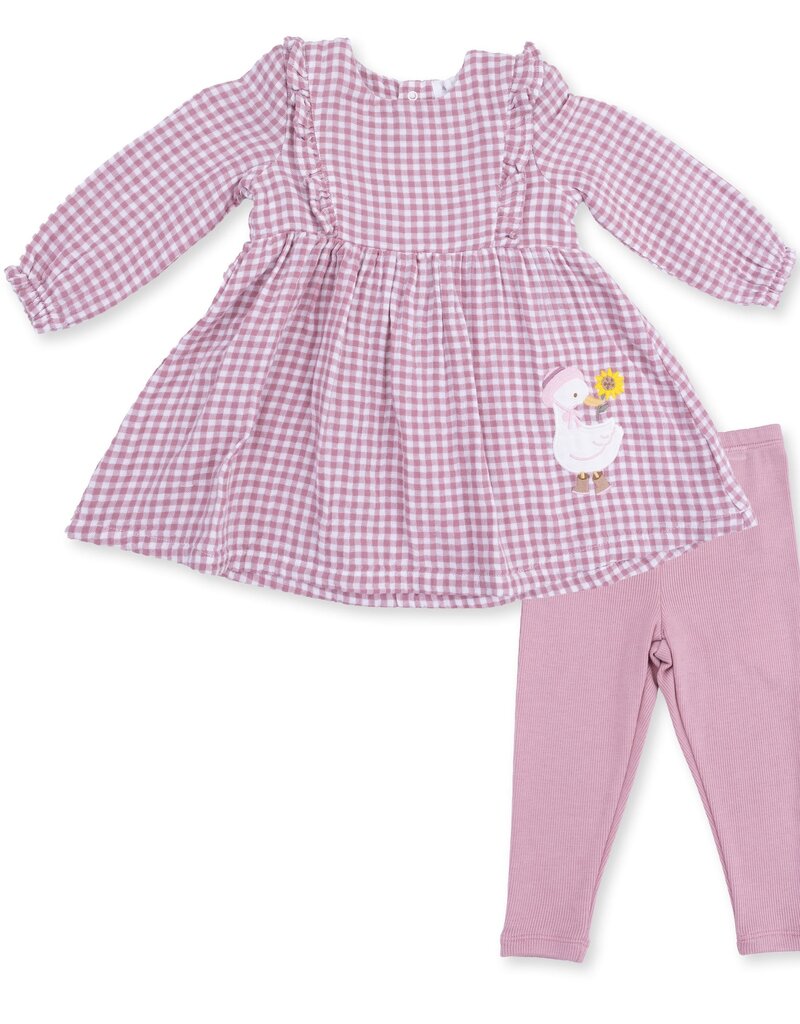 Angel Dear Berry Gingham L/S Ruffle Dress and Legging
