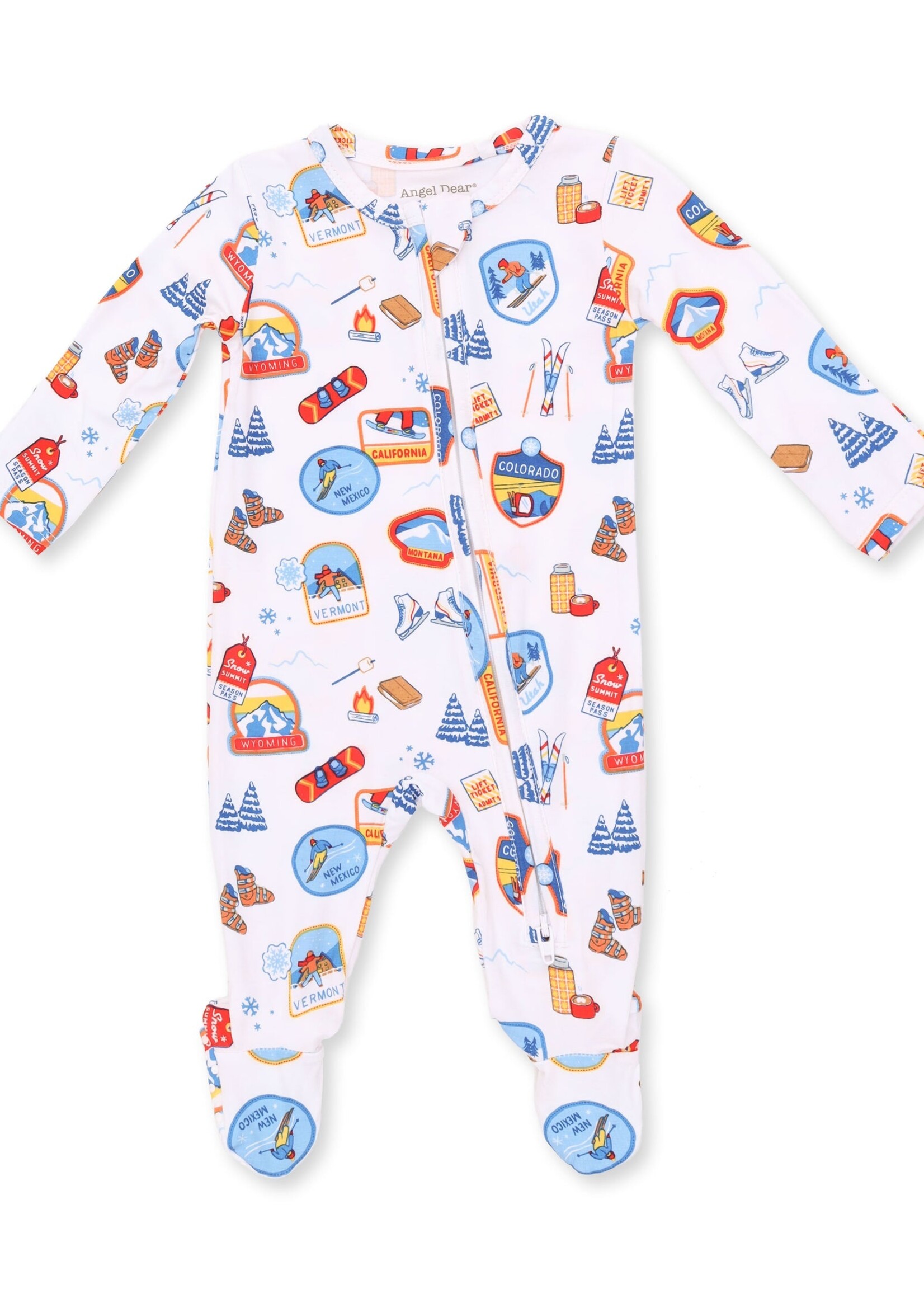Angel Dear Vintage Ski Patches 2 Way Zipper Footie