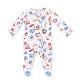 Angel Dear Vintage Ski Patches 2 Way Zipper Footie