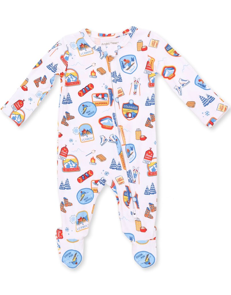 Angel Dear Vintage Ski Patches 2 Way Zipper Footie