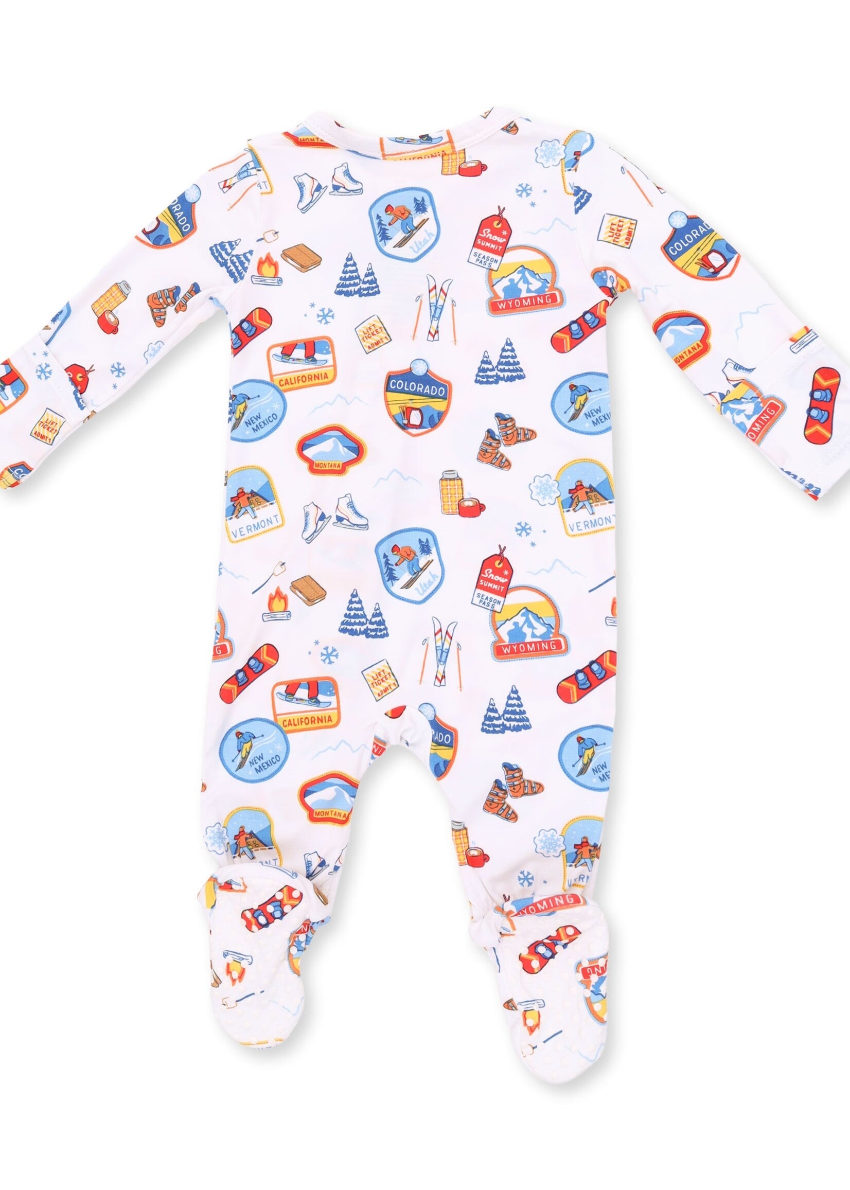 Angel Dear Vintage Ski Patches 2 Way Zipper Footie