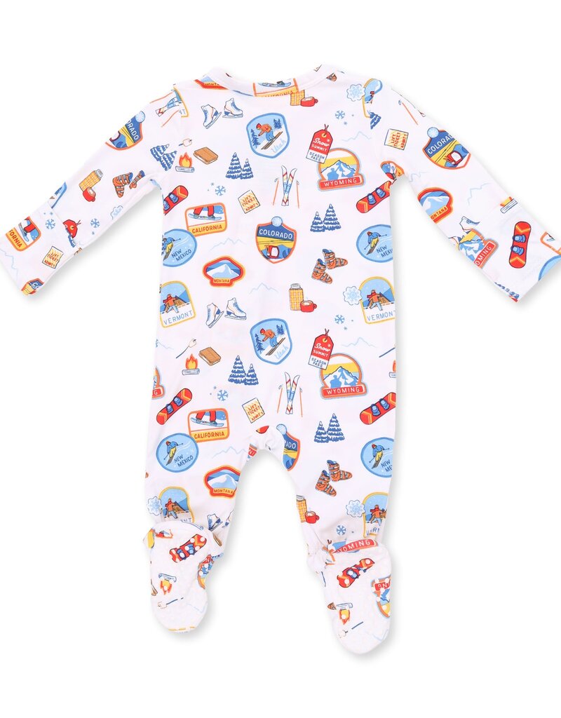 Angel Dear Vintage Ski Patches 2 Way Zipper Footie