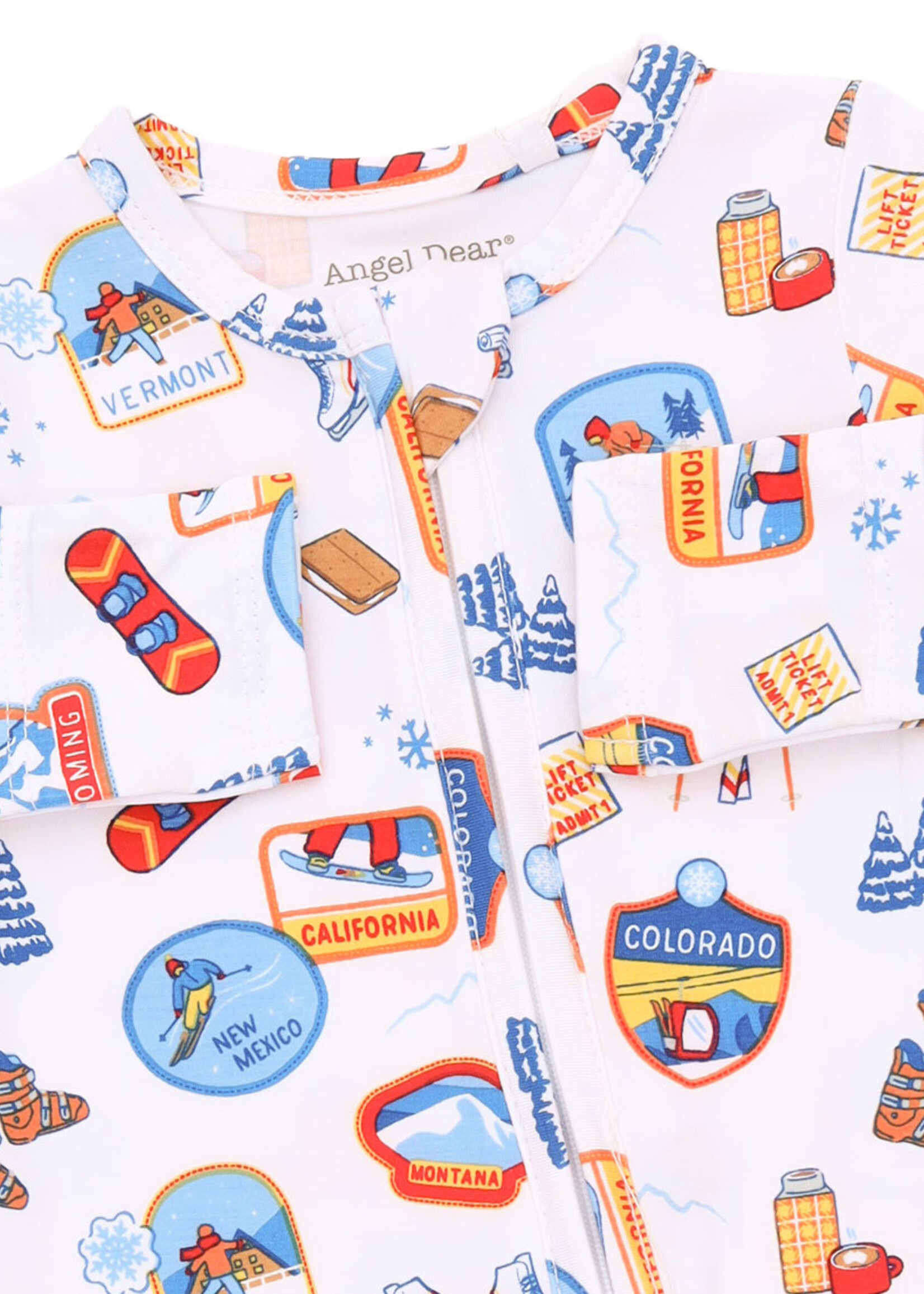 Angel Dear Vintage Ski Patches 2 Way Zipper Footie