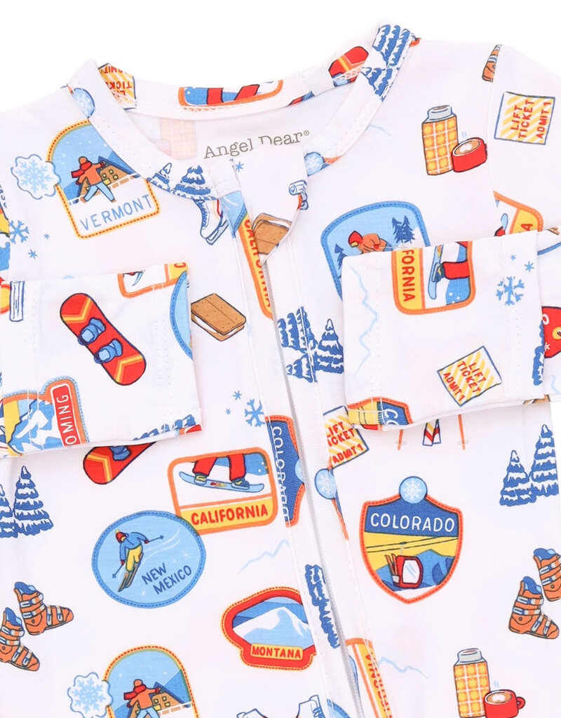 Angel Dear Vintage Ski Patches 2 Way Zipper Footie