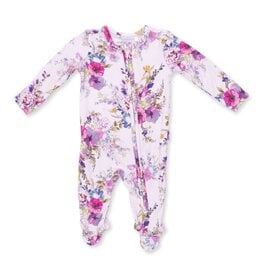 Angel Dear Dahlia Floral 2 Way Ruffle Back Zipper Footie