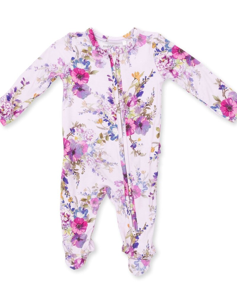 Angel Dear Dahlia Floral 2 Way Ruffle Back Zipper Footie