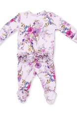 Angel Dear Dahlia Floral 2 Way Ruffle Back Zipper Footie
