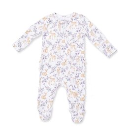 Angel Dear Floral Deer 2 Way Ruffle Back Zipper Footie