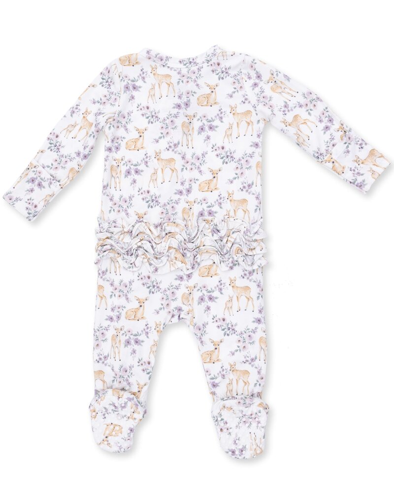 Angel Dear Floral Deer 2 Way Ruffle Back Zipper Footie