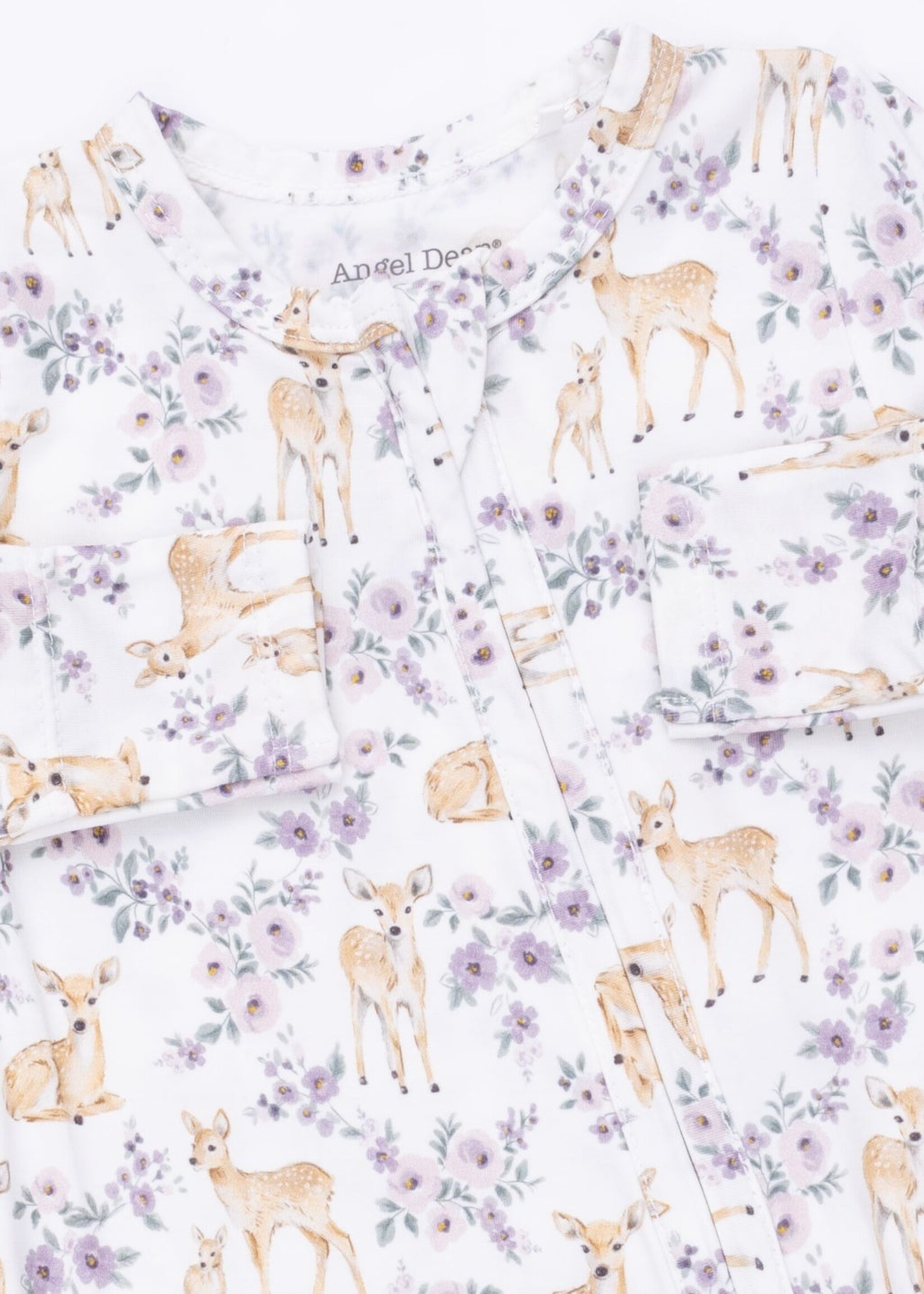 Angel Dear Floral Deer 2 Way Ruffle Back Zipper Footie