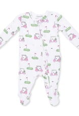 Angel Dear Golf Carts Pink 2 Way Ruffle Back Zipper Footie