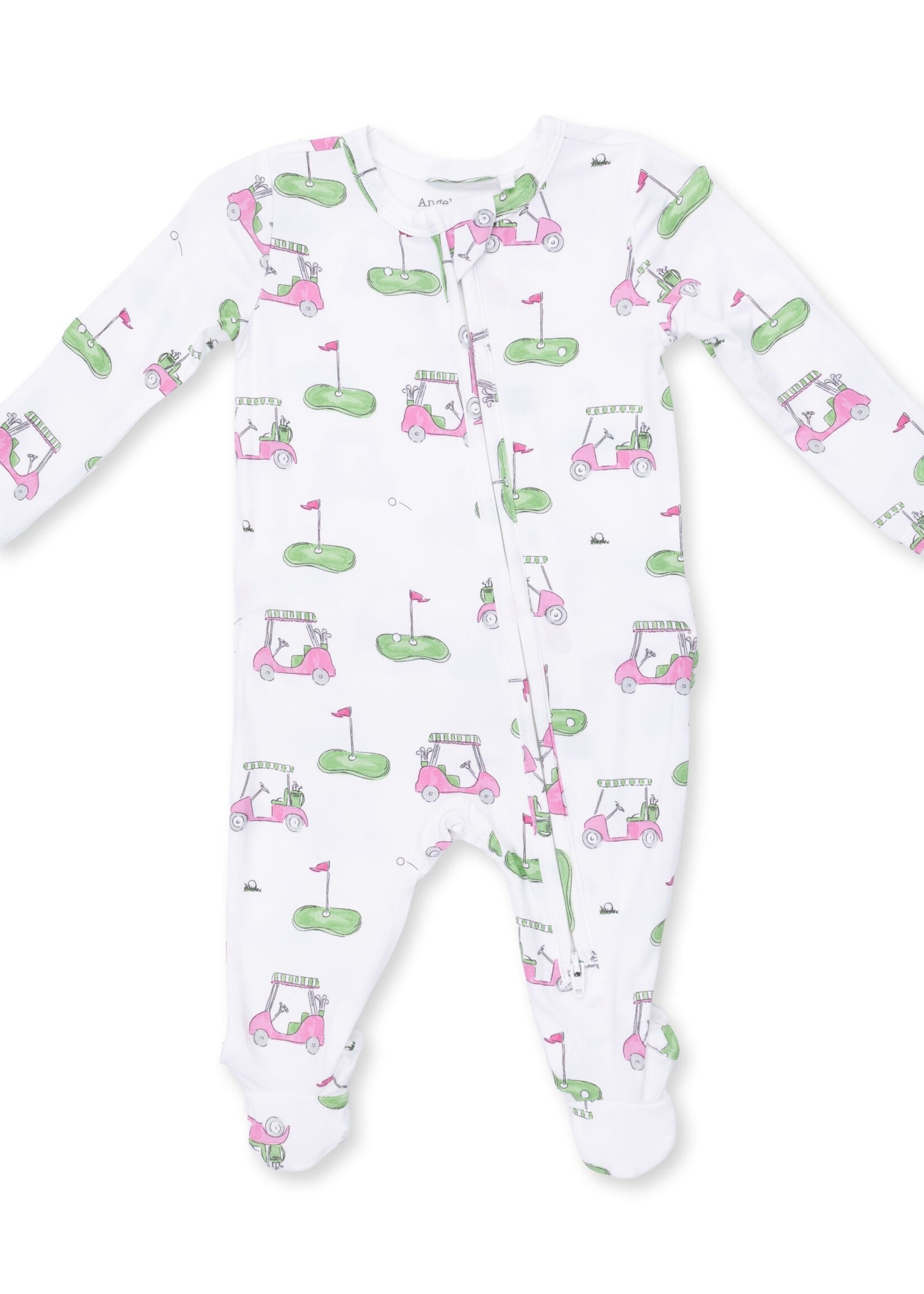 Angel Dear Golf Carts Pink 2 Way Ruffle Back Zipper Footie