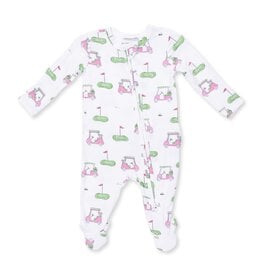 Angel Dear Golf Carts Pink 2 Way Ruffle Back Zipper Footie