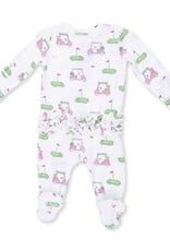 Angel Dear Golf Carts Pink 2 Way Ruffle Back Zipper Footie