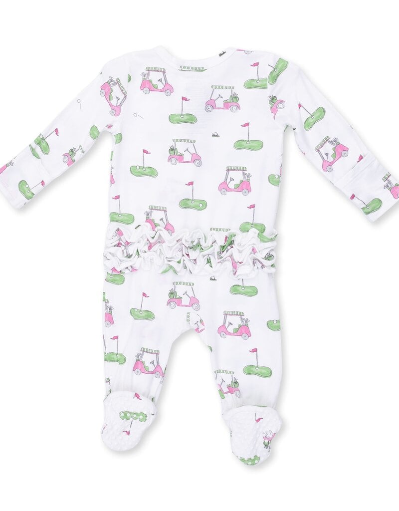 Angel Dear Golf Carts Pink 2 Way Ruffle Back Zipper Footie