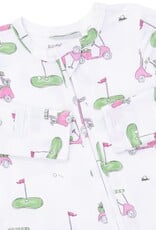 Angel Dear Golf Carts Pink 2 Way Ruffle Back Zipper Footie