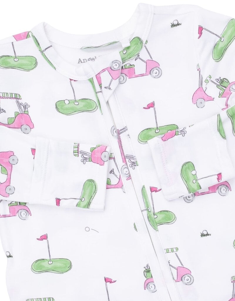 Angel Dear Golf Carts Pink 2 Way Ruffle Back Zipper Footie