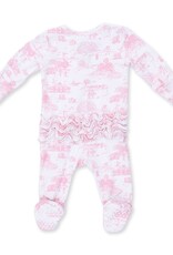 Angel Dear Golf Toile Pink 2 Way Ruffle Back Zipper Footie