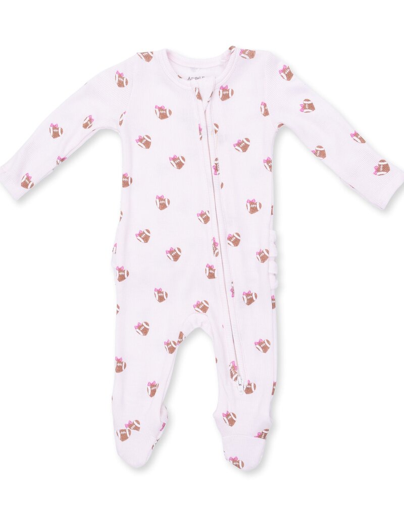 Angel Dear Mini Football Hearts 2 Way Ruffle Back Zipper Footie
