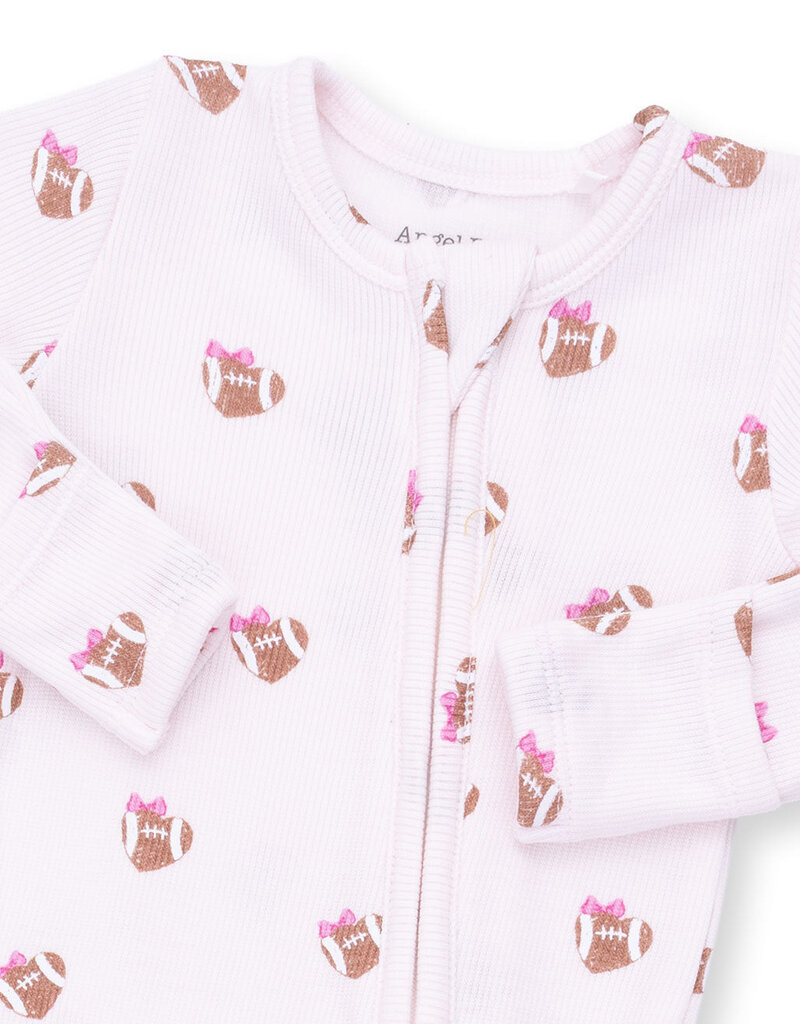 Angel Dear Mini Football Hearts 2 Way Ruffle Back Zipper Footie