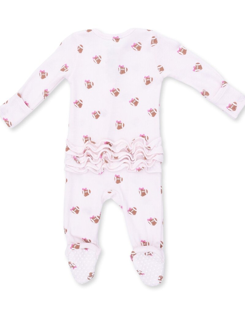 Angel Dear Mini Football Hearts 2 Way Ruffle Back Zipper Footie