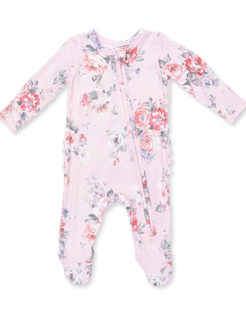 Angel Dear Painterly Rose Bouquets 2 Way Ruffle Back Zipper Footie