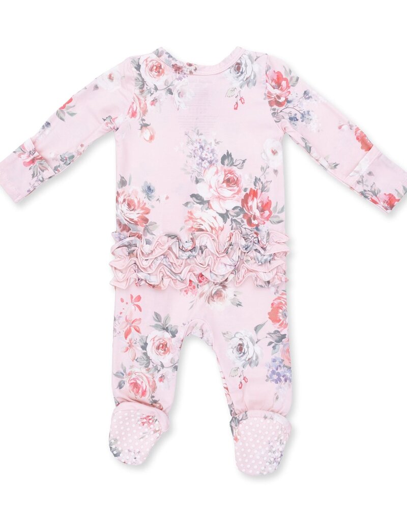 Angel Dear Painterly Rose Bouquets 2 Way Ruffle Back Zipper Footie