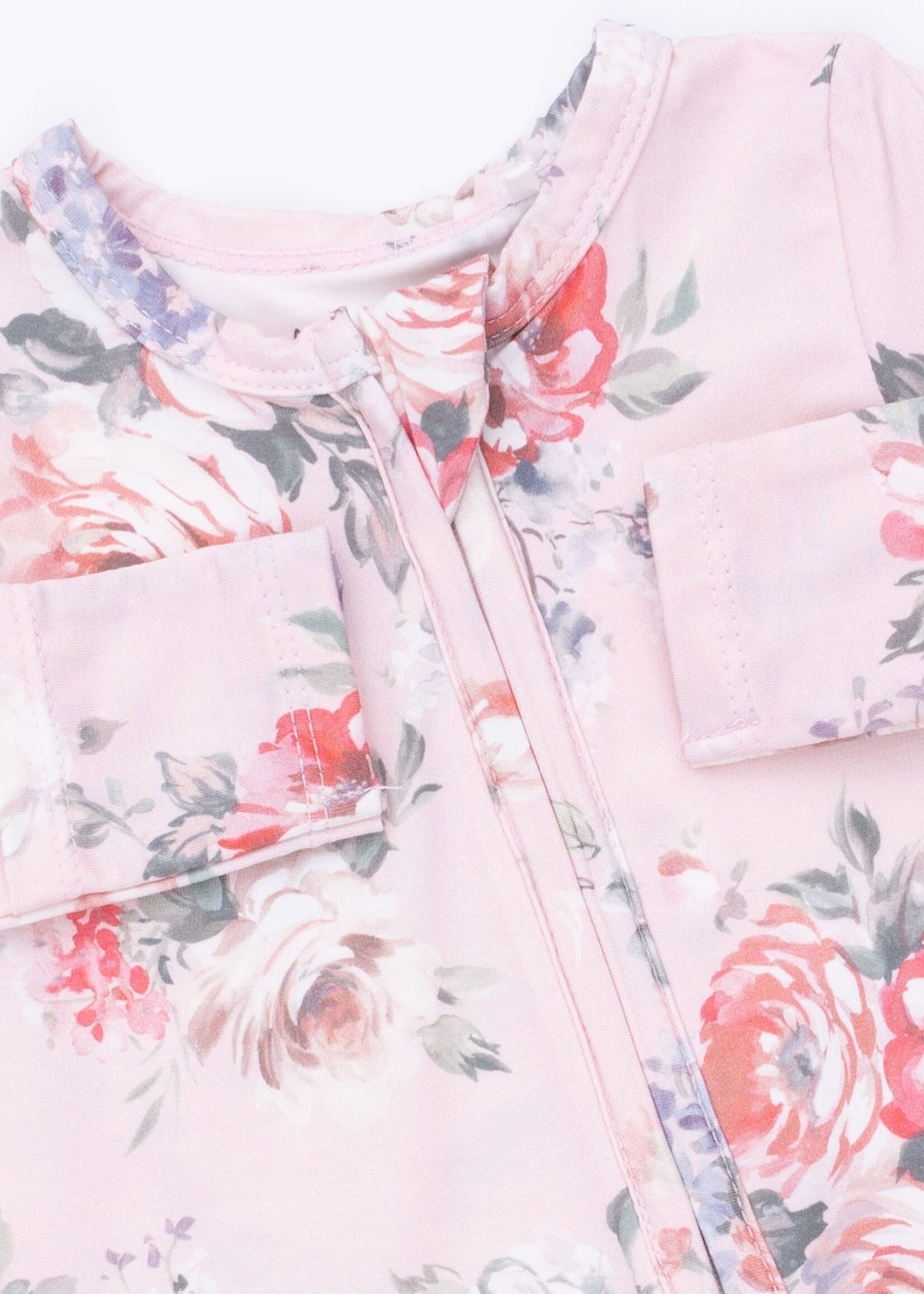 Angel Dear Painterly Rose Bouquets 2 Way Ruffle Back Zipper Footie
