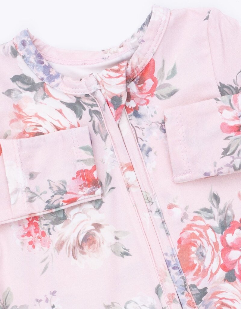Angel Dear Painterly Rose Bouquets 2 Way Ruffle Back Zipper Footie