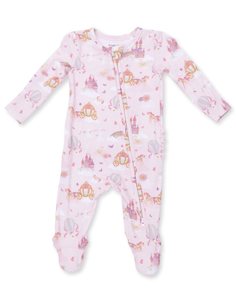 Angel Dear Princess Unicorns Castle 2 Way Ruffle Back Zipper Footie