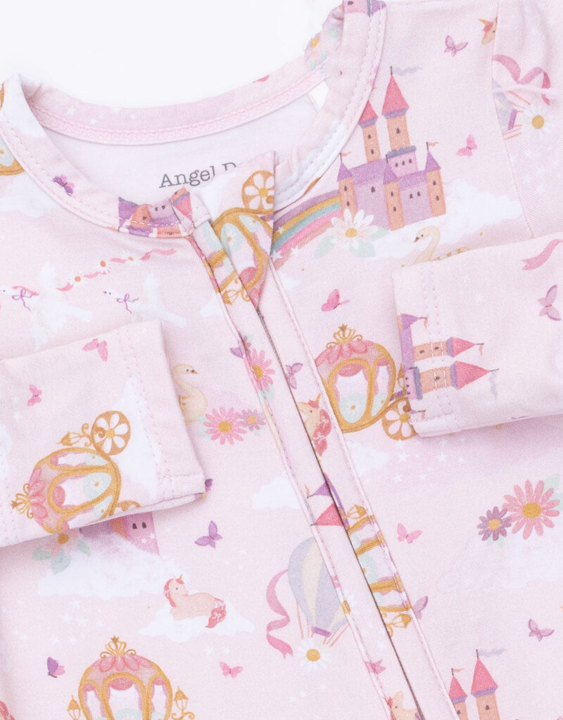 Angel Dear Princess Unicorns Castle 2 Way Ruffle Back Zipper Footie