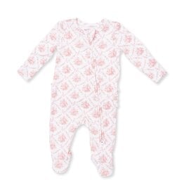Angel Dear Rose Bow Lattice 2 Way Ruffle Back Zipper Footie