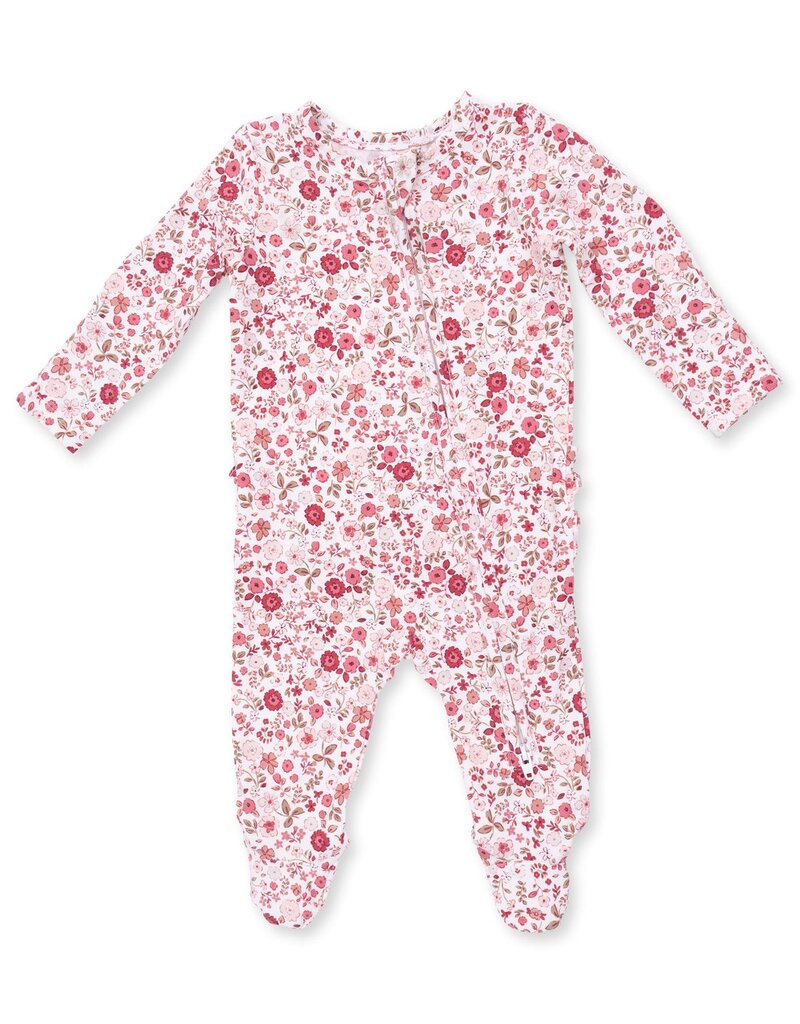 Angel Dear Serene Floral 2 Way Ruffle Back Zipper Footie
