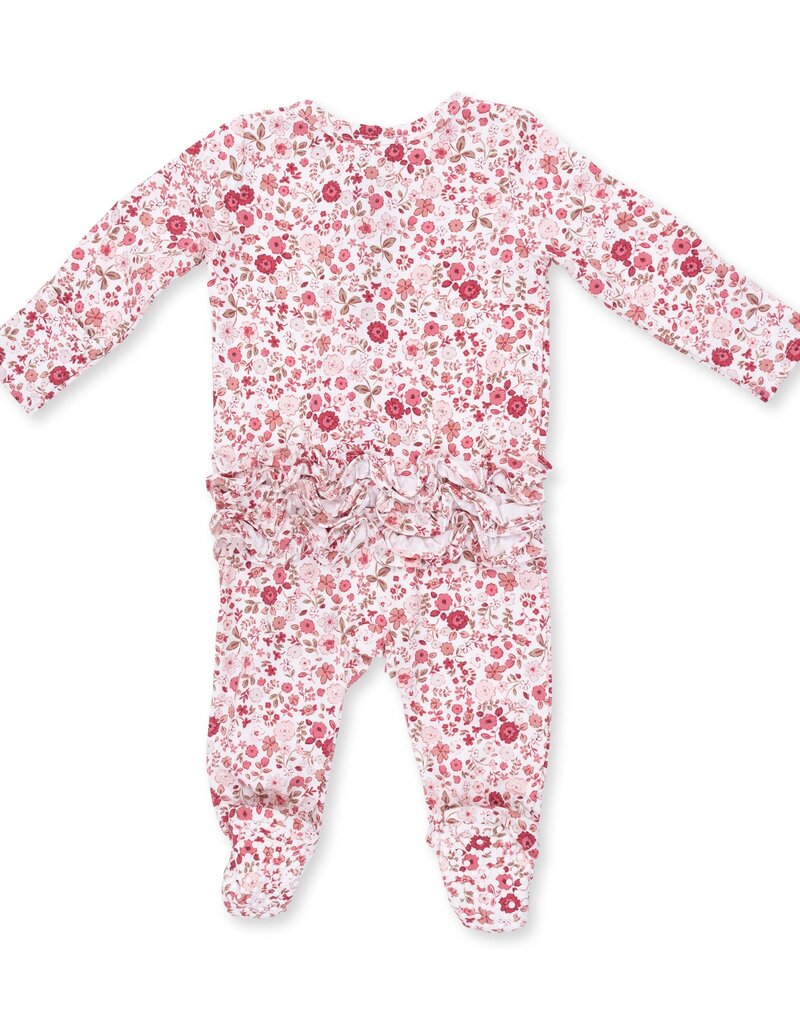 Angel Dear Serene Floral 2 Way Ruffle Back Zipper Footie