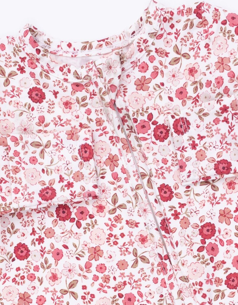 Angel Dear Serene Floral 2 Way Ruffle Back Zipper Footie