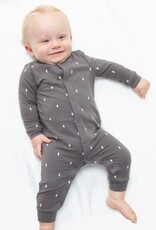 Angel Dear Lightning Bolt French Terry Baseball Collar Button Up Romper