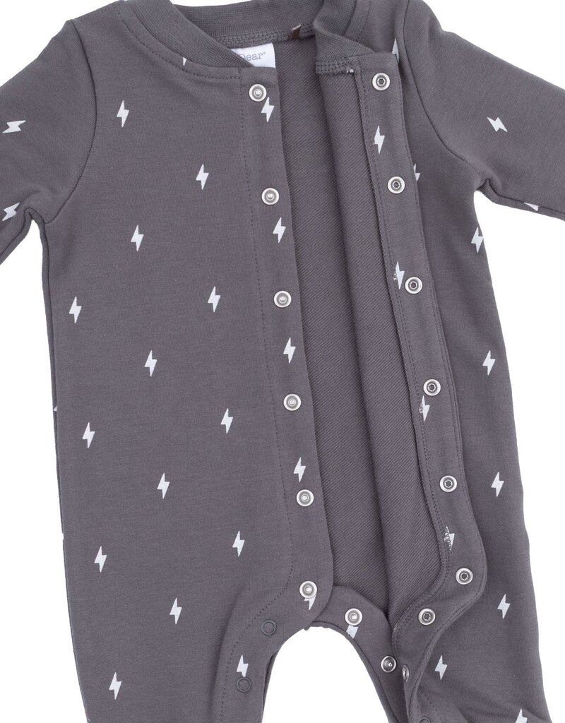 Angel Dear Lightning Bolt French Terry Baseball Collar Button Up Romper