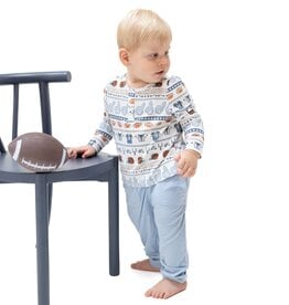 Angel Dear Football Stripe Long Sleeve Henley and Jogger