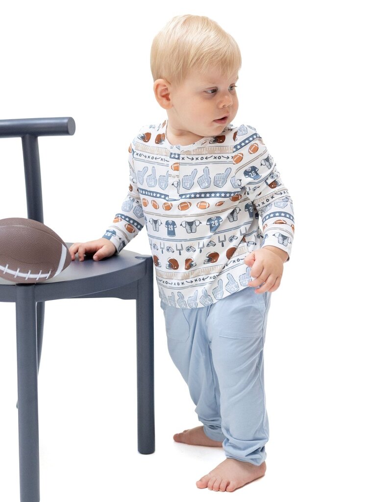 Angel Dear Football Stripe Long Sleeve Henley and Jogger
