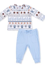 Angel Dear Football Stripe Long Sleeve Henley and Jogger