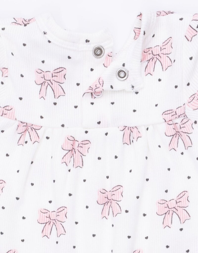 Angel Dear Bows and Hearts Cuffed Sleeve Romper
