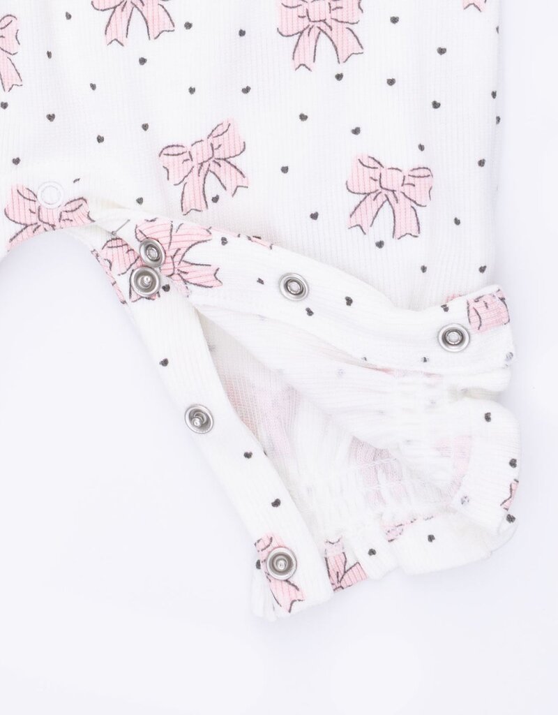 Angel Dear Bows and Hearts Cuffed Sleeve Romper