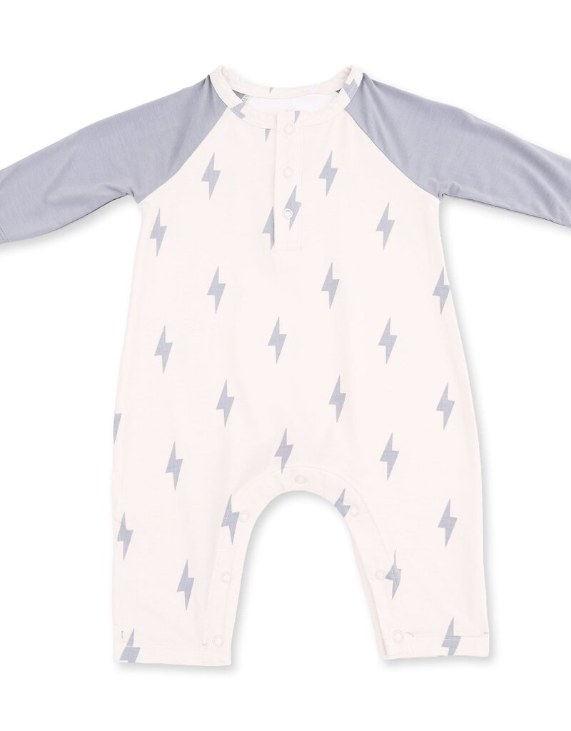 Angel Dear Lightning Bolt Viscose Long Sleeve Raglan Henley Romper
