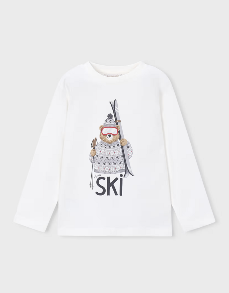 Mayoral L/S Tee w/Skiing Bear Print