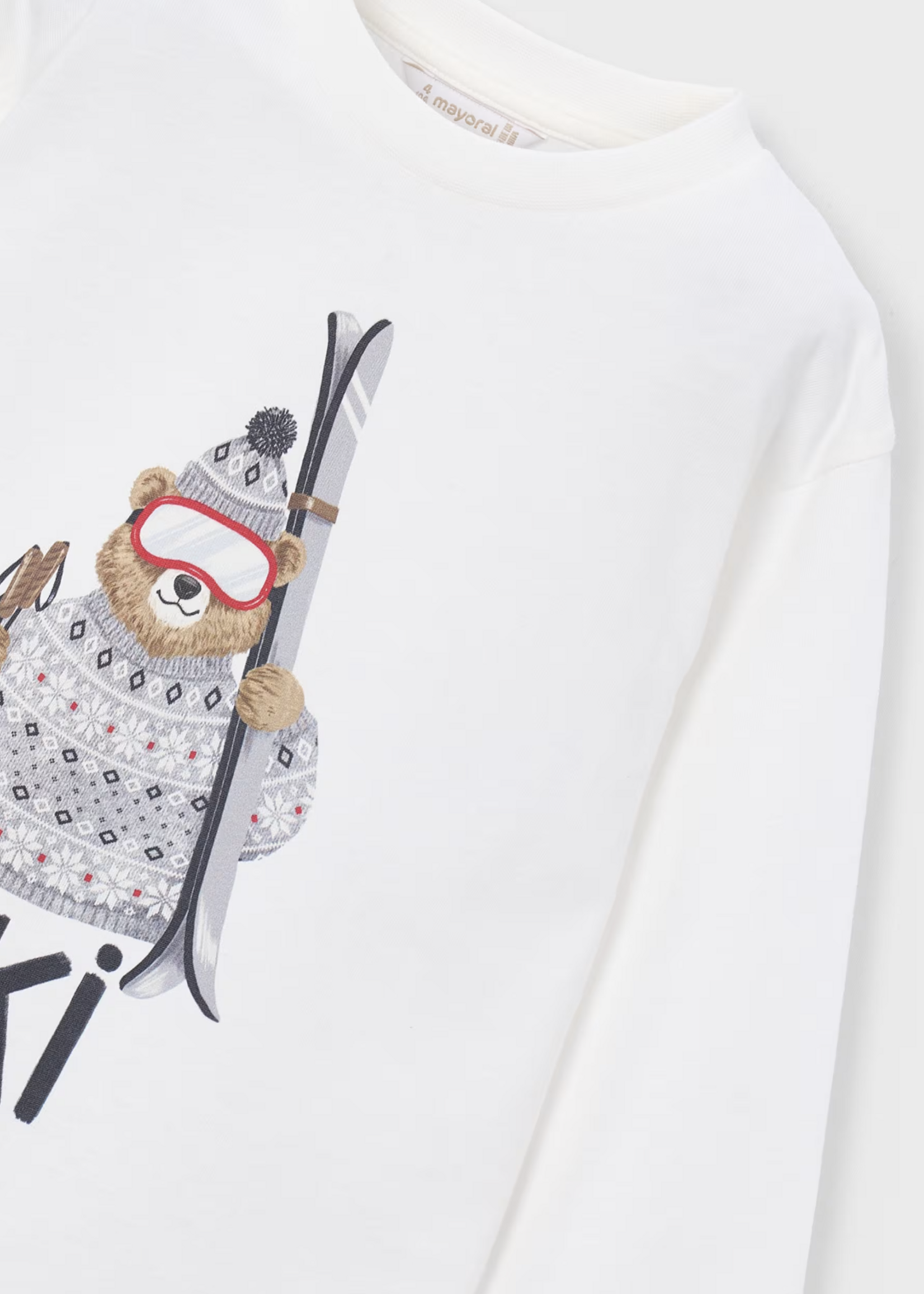 Mayoral L/S Tee w/Skiing Bear Print