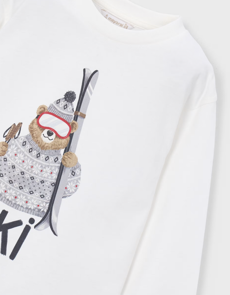 Mayoral L/S Tee w/Skiing Bear Print