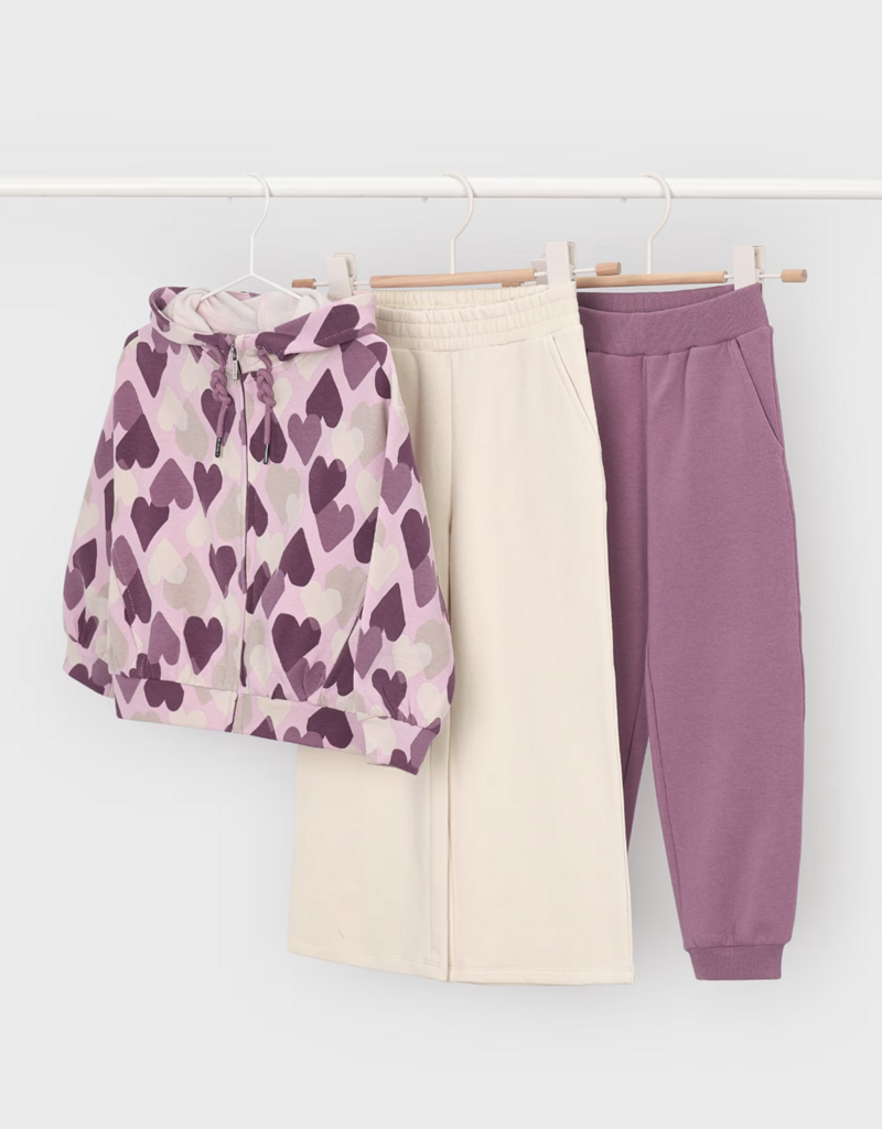 Mayoral Violet Heart Print 2 Pant Tracksuit