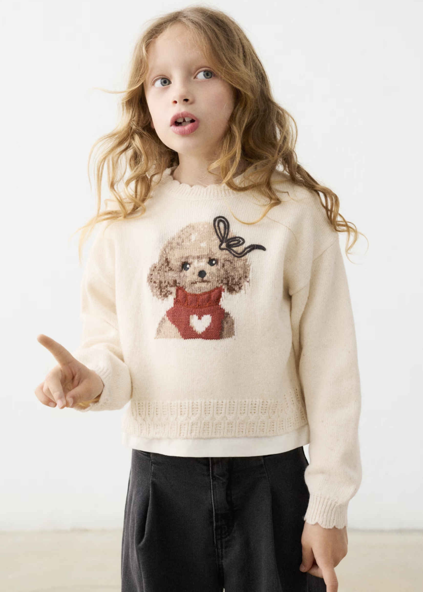Mayoral Cream Sweater w/Poodle